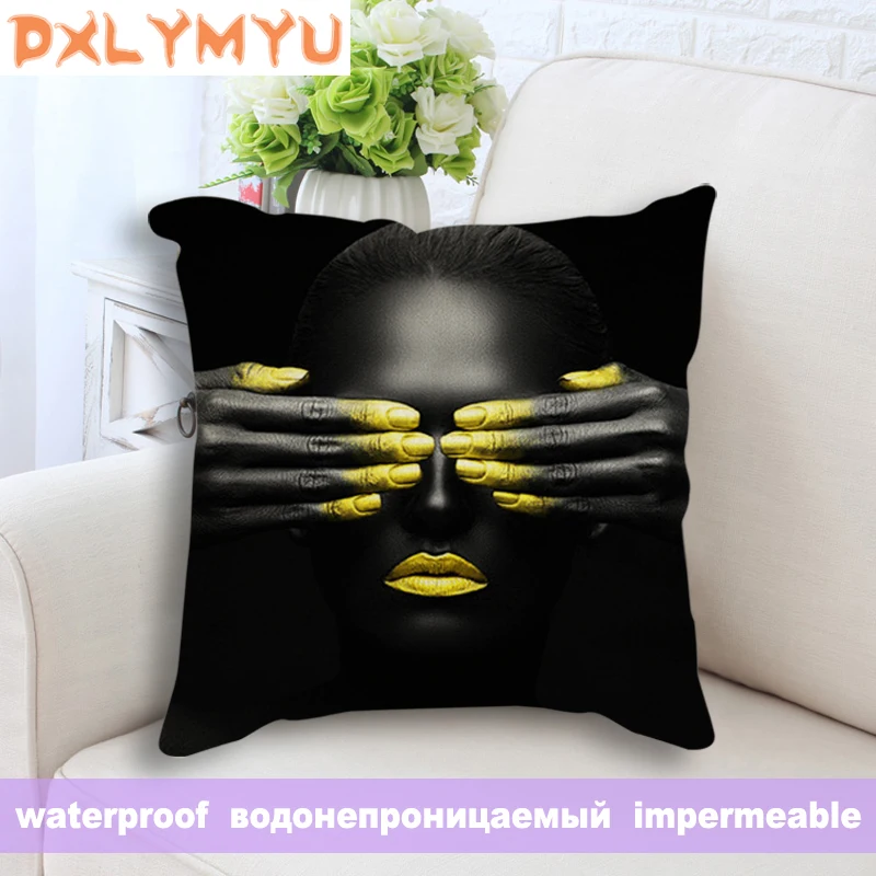 

Новый чехол для подушки для дивана современный черный женский чехол для подушки с принтом с постером водонепроницаемый льняной Хлопковый ч...
