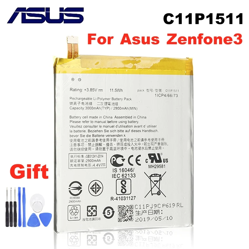 Оригинальный аккумулятор большой емкости ASUS C11P1511 для Zenfone3 Ze552kl Z012da Z012de 2900 мАч +