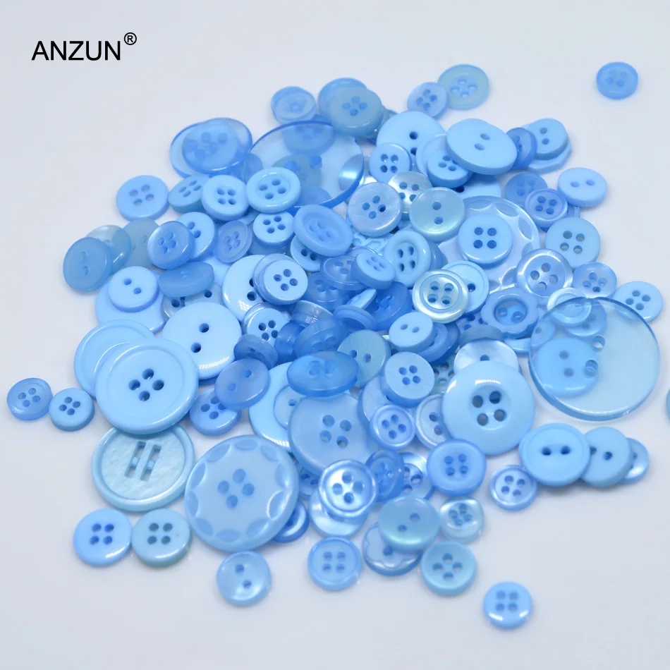 Аксессуары для рукоделия ANZUN, 50 г светильник-голубые смешанные размеры и цветные кнопки, приблизительно 100 шт. для рукоделия, пуговицы