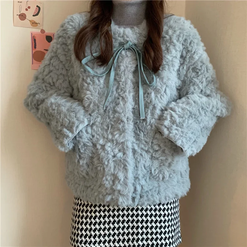 Меховое интегрированное пушистое утепленное пальто для женщин осень-зима 2021