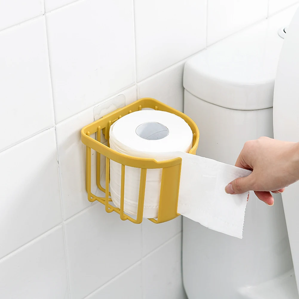 

PP Simple Paper Hanger Rack Toilet Paper Roll Holder No Punching Bathroom Wall Mounted Drain Water Tissue Storage Rack
