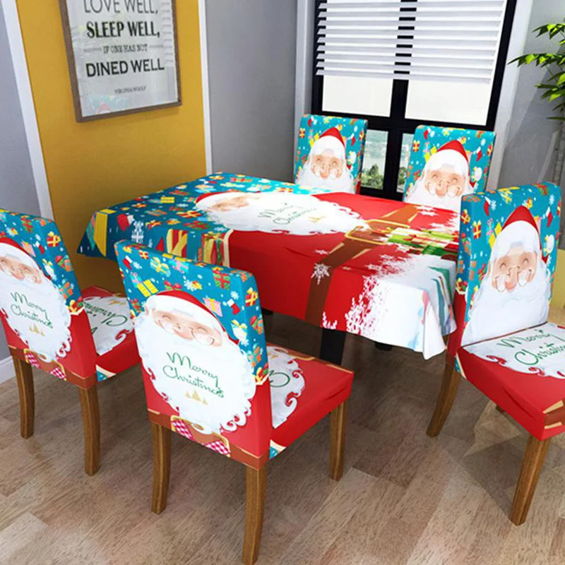 150*200 см чехол на стул с принтом Санта Клауса съемный Рождественский ужин Декор