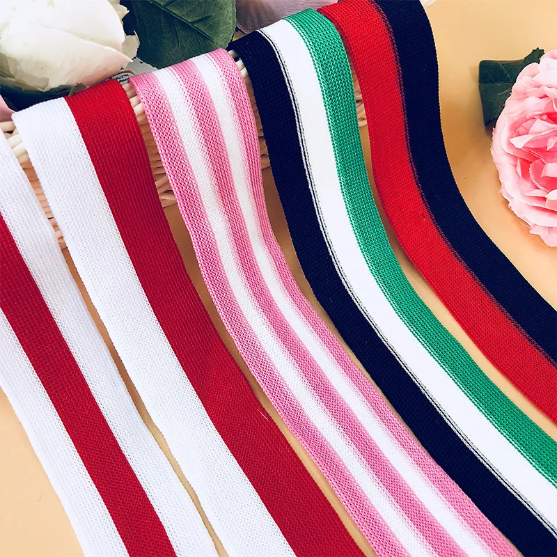 

40 yards Wholesale 4cm Striped Knitted Ribbon Polyester Color Ribbed Pattern Ribbon Computer Clothing Accessories webbing