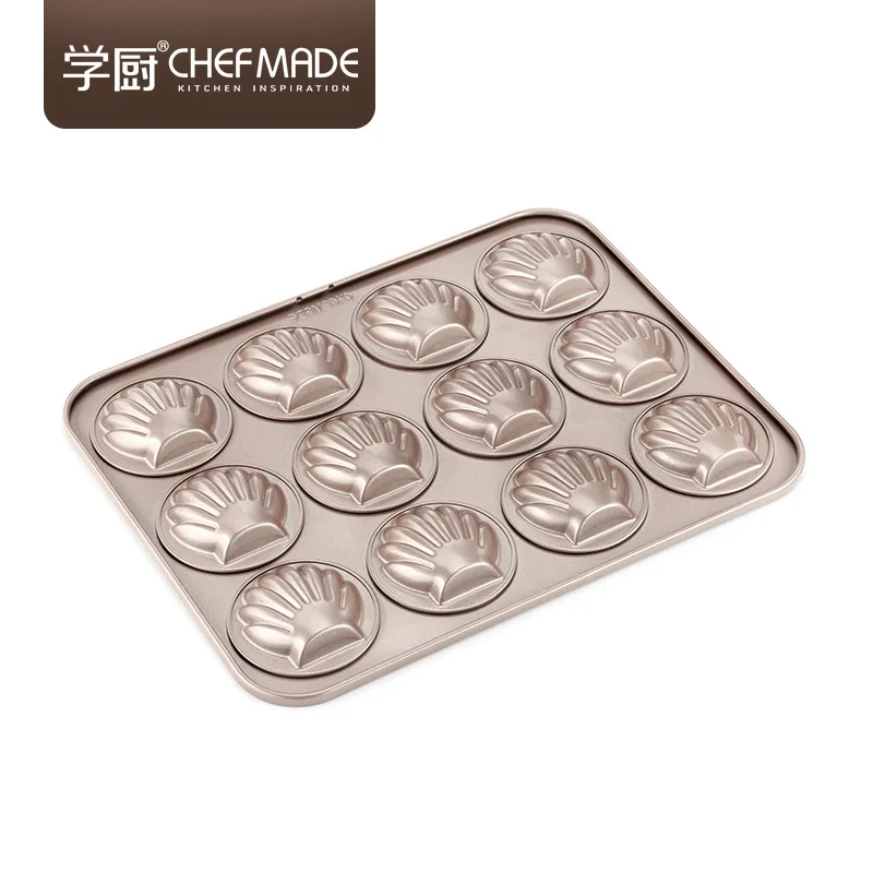 CHEFMADE 12 чашек антипригарная ракушка Мадлен кастрюля для торта Золотая гребешок