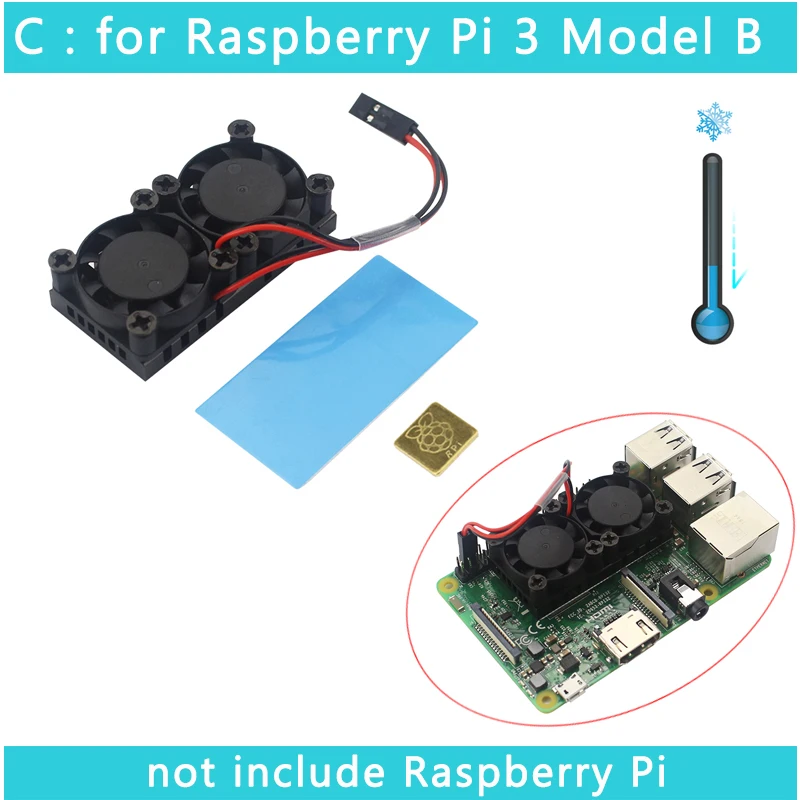 Raspberry Pi 4 Модель B двойной вентилятор с радиатором Окончательный двойной охлаждающий вентилятор кулер опционально для Raspberry Pi 3/3B+/4B - Цвет: for RPI 3B