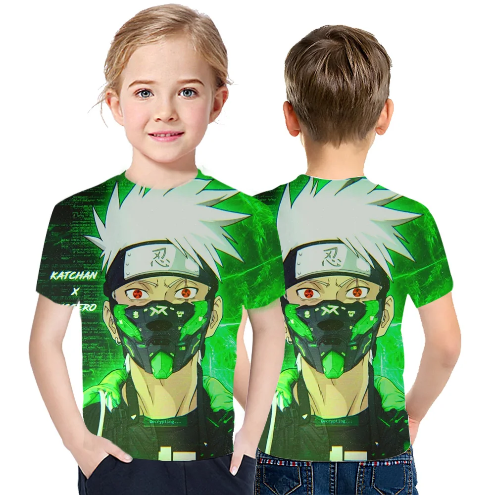 

Kakashi classic Japanese anime 3D printing boys and girls cotton T-shirt summer new baby all-match coat Harajuku short sleeves