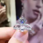 Женское кольцо из серебра 2020 пробы, с короной и квадратным вырезом
