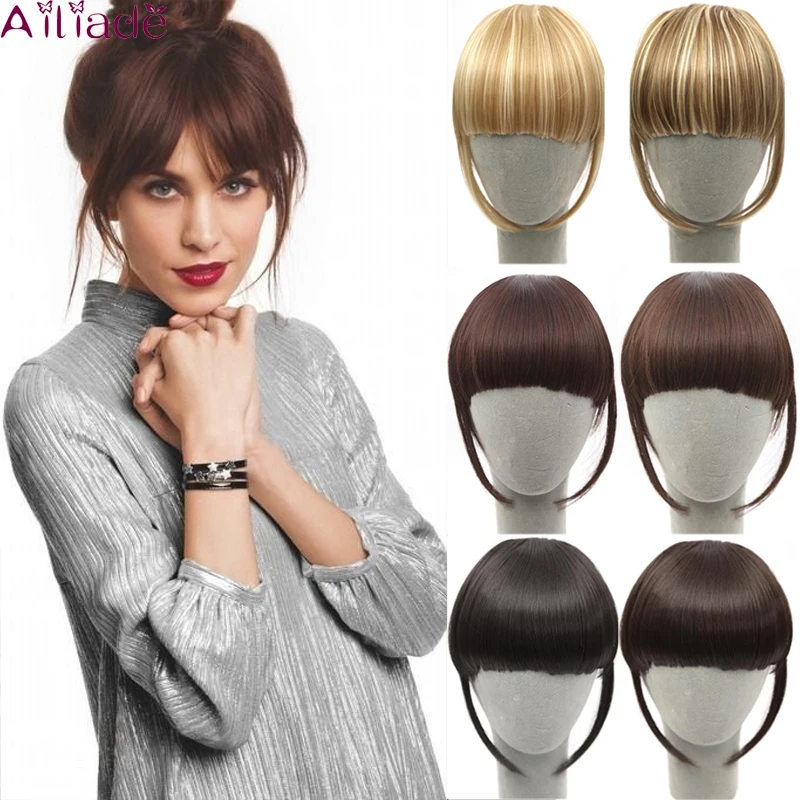 Женские синтетические волосы AILIADE две накладные пряди с бахромой черные со