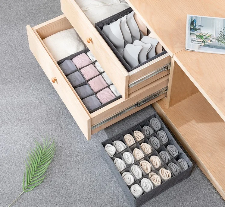 

Bra Underwear Organizer Foldable Home Storage Box Non-woven Wardrobe Drawer Closet Organizer For Scarfs Sock
