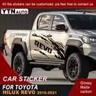 2 предмета автомобильные наклейки сбоку средства ухода за кожей в полоску Revo графический винил, клевые автомобильные подушки, Стикеры аксессуары индивидуальной подгонки для Toyota Hilux Revo 2016-2021
