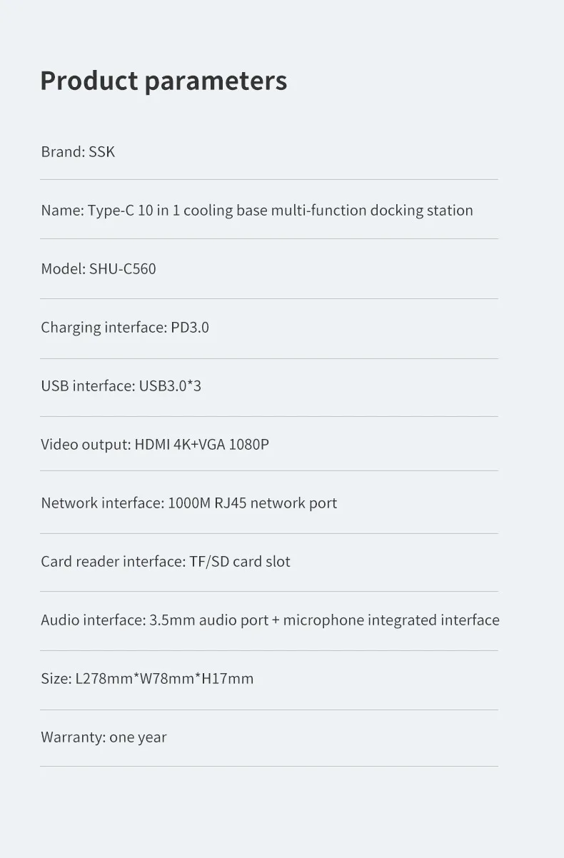 SSK usb-хаб Тип-концентратор к USB 3,0 VGA HDMI, VGA SD/TF карты φ3. 5 аудио Gigabit RJ45 Ethernet USB 3,1 GEN1 стандарт для ноутбук планшеты
