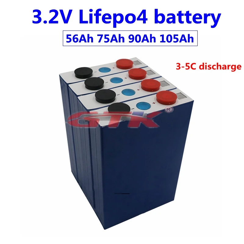 4 шт. 3.2V 56Ah 75Ah 90Ah 105Ah аккумуляторы Lifepo4 с разрядом 3C для литиевого пакета 12v 24v 48v diy.