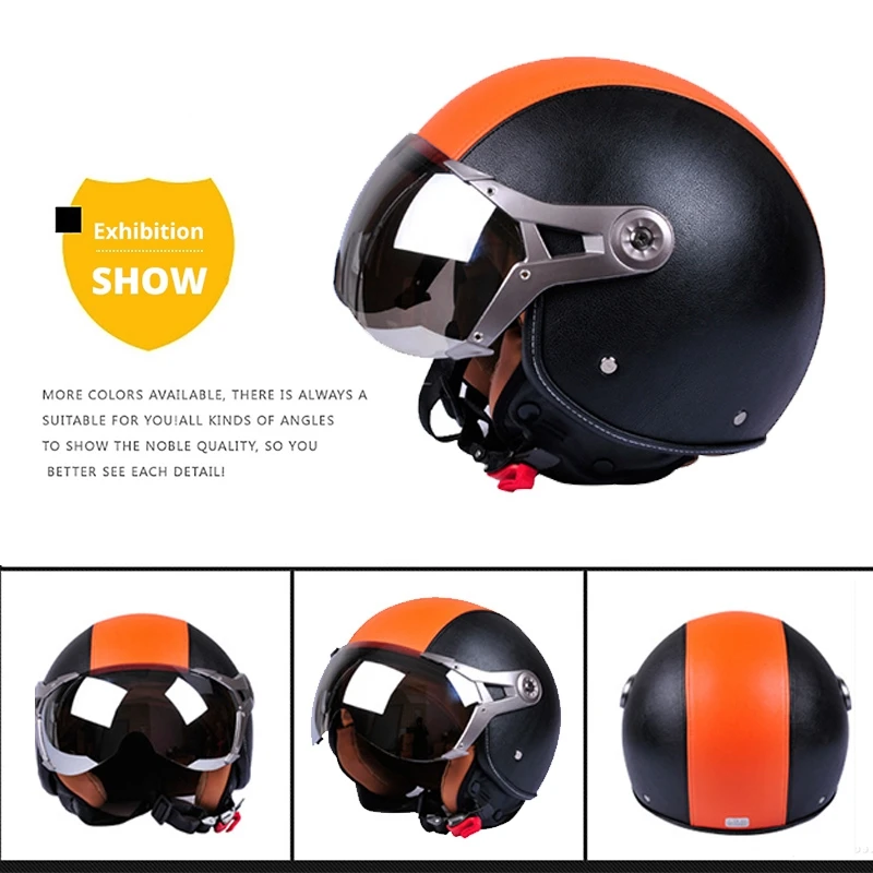 Мужской и Женский мотоциклетный шлем, мотоциклетный шлем Chopper 3/4, винтажный шлем с открытым лицом, мотоциклетный шлем Casco Capacete