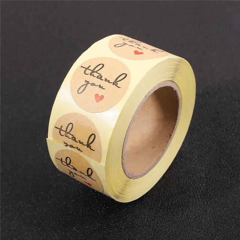 500pcs/Roll Round Thank You With Love Heart Labels Stickers DIY Gift Wedding Decoration Candy Box Decor Sealing Label Sticker | Дом и сад