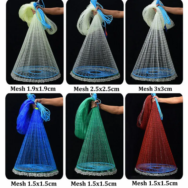 Fishing Cast Net Steel Chain Sinker 600/720/800/900/1000 Upgrade Large Fly Disc Nylon Line Sinking Fast Fishing Trap Throw Net