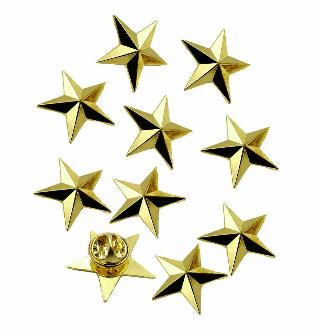 Золотая брошь в стиле армии США одна звезда класс бригадного генерала булавка на