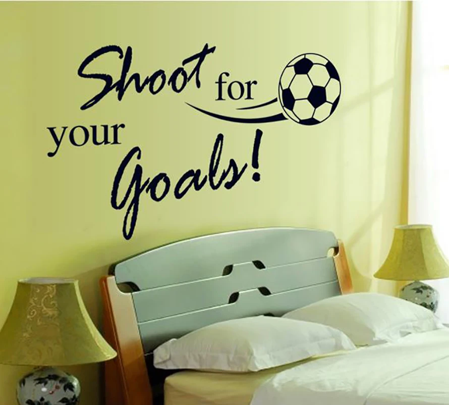 

Flying Football Shoot for Your Goal wall sticker English Letters home decals stickers for Kids Room decor mural
