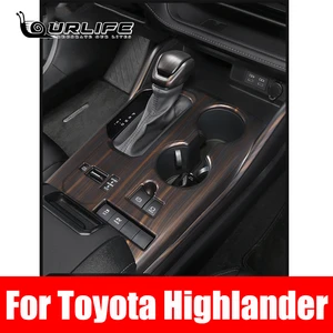 For Toyota Highlander Kluger XU70 2021 2022 Car Mahogany color Interior Decoration Cover Stickers ABS Accessories