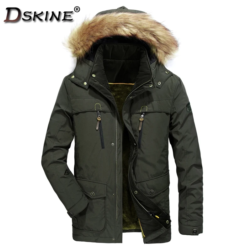 Мужская брендовая зимняя куртка с капюшоном и меховым воротником Повседневная