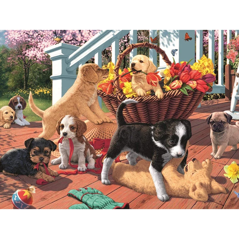 

5D DIY Алмазная картина животные играющие собаки полная Алмазная вышивка мозаика картина Стразы домашний декор подарки ручной работы