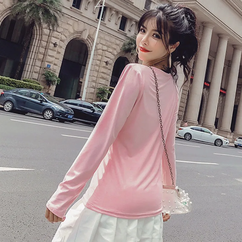 Повседневная Женская футболка с длинными рукавами женские топы весна осень