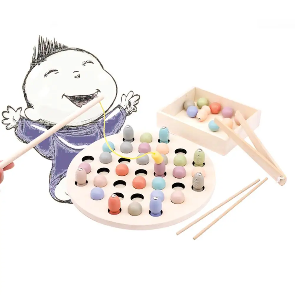 Магнитные рыбки Пазлы деревянные бусины вырезка рыбалка игра - Цена: 492,09 руб.