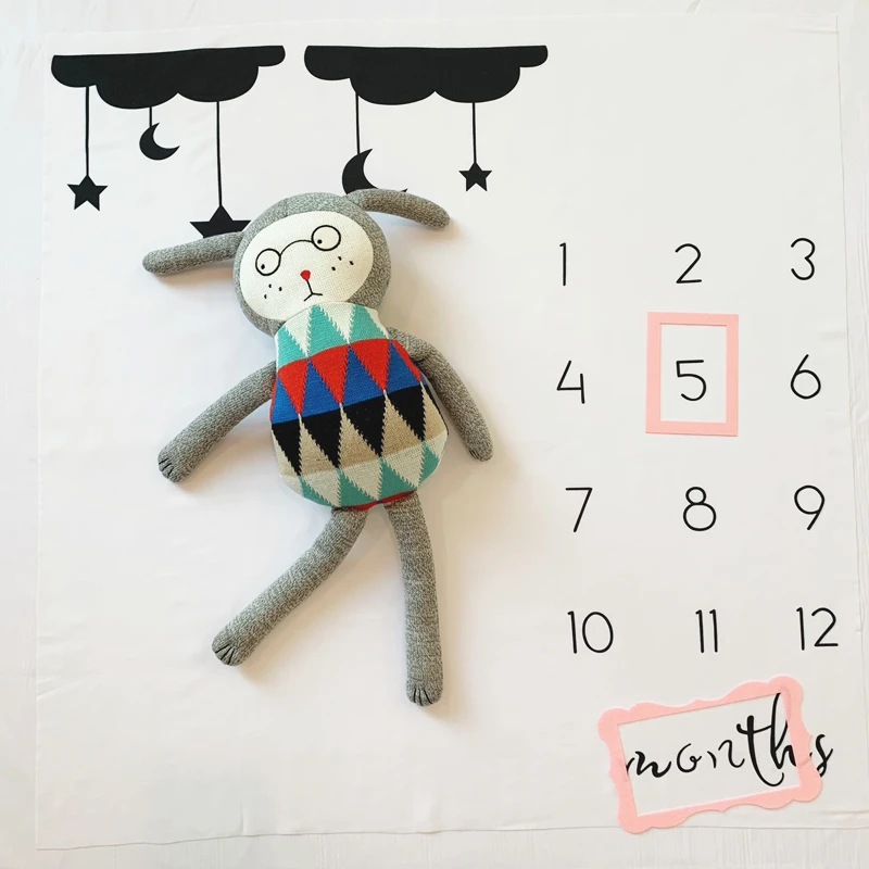 Newborn Infant Baby Monthly Milestone Kids Blanket 12 Months Background Cloth Growth Souvenirs Mat Diaper Photo Props Shoots | Мать и