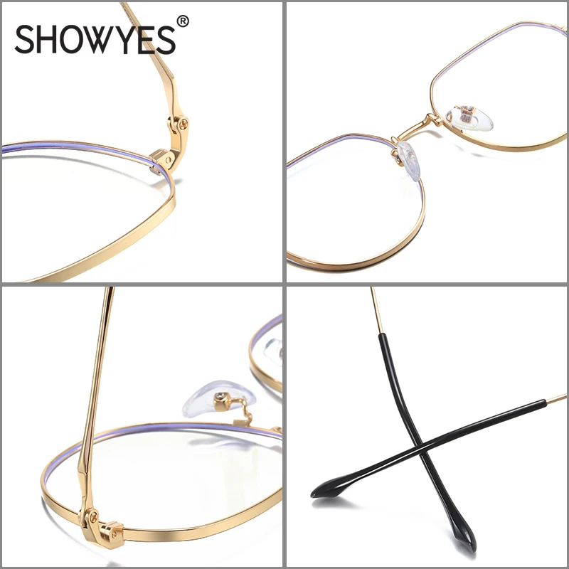 SHOWYES женские очки с защитой от синего света верхние плоские нижние круглые