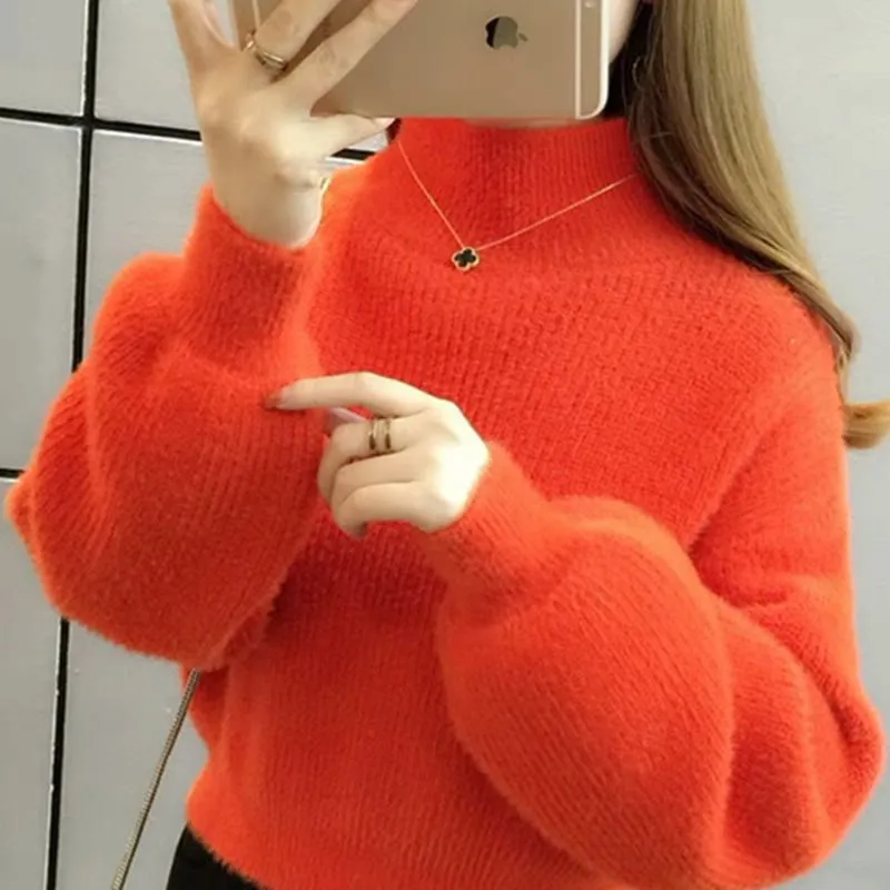 Новинка 2019 модные женские свитера мохер белый фиолетовый пуловеры теплые мягкие