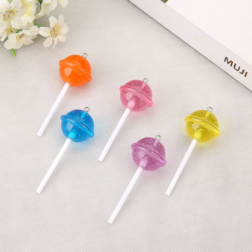 

10Pcs 69.5*26.5mm Mixed Lollipop Charms Resin Candy Accessories For Keychain Pendant Necklace Diy Making Accept Customization