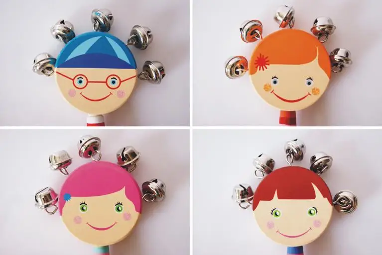

Free Shipping Wooden Toys Toddler Rattles & Mobiles Boy Smiling Face Hand Bell Carl Orff Percussion Music Baby Toys 0-24 Months