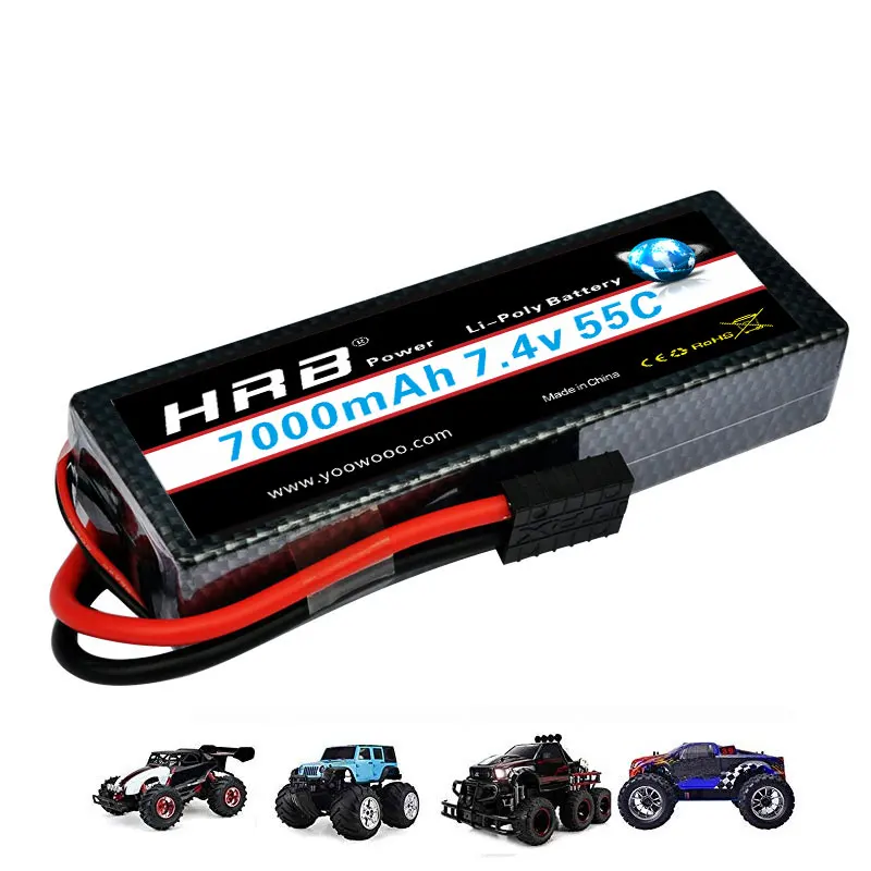 2 шт hrb 74 в 7000 мач 2s lipo аккумулятор hardcase с t