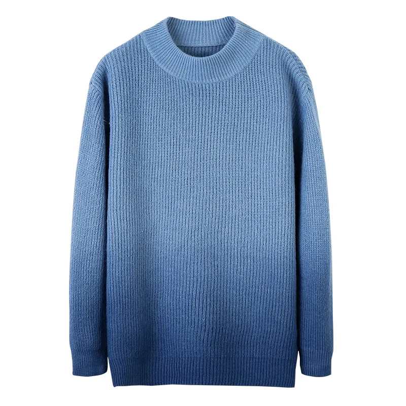 

Casual Boys Sweaters Autumn Winter Vintage Pink Oversized Sweater High Collar Gradient Color Knitted Pullover Cute Knitwear 2xl