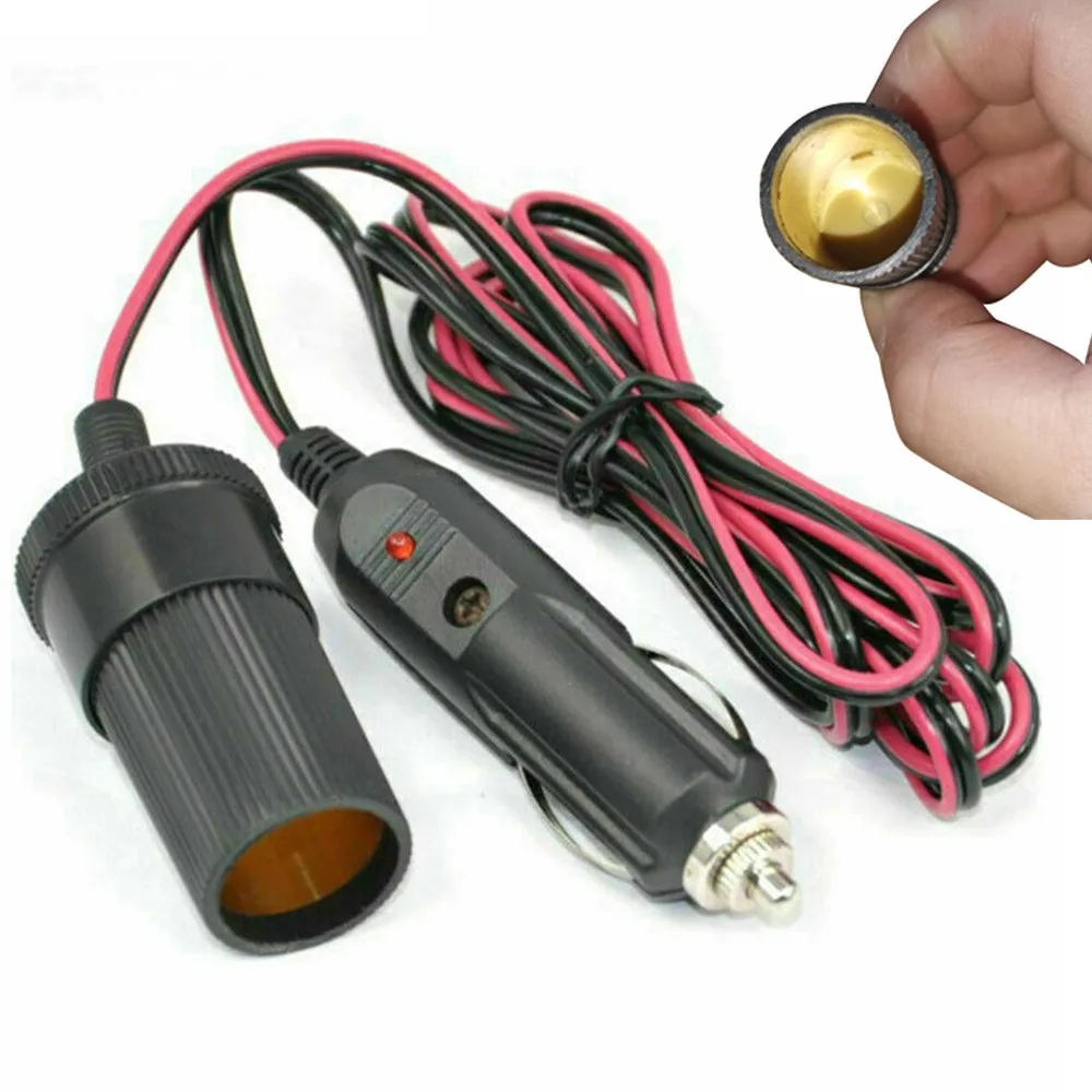 

5M Car Cigar Cigaret Lighter 12V-24V Extension Cable Adapter Socket Charger Lead Plastic+Copper Suitable For Car Motorcycle