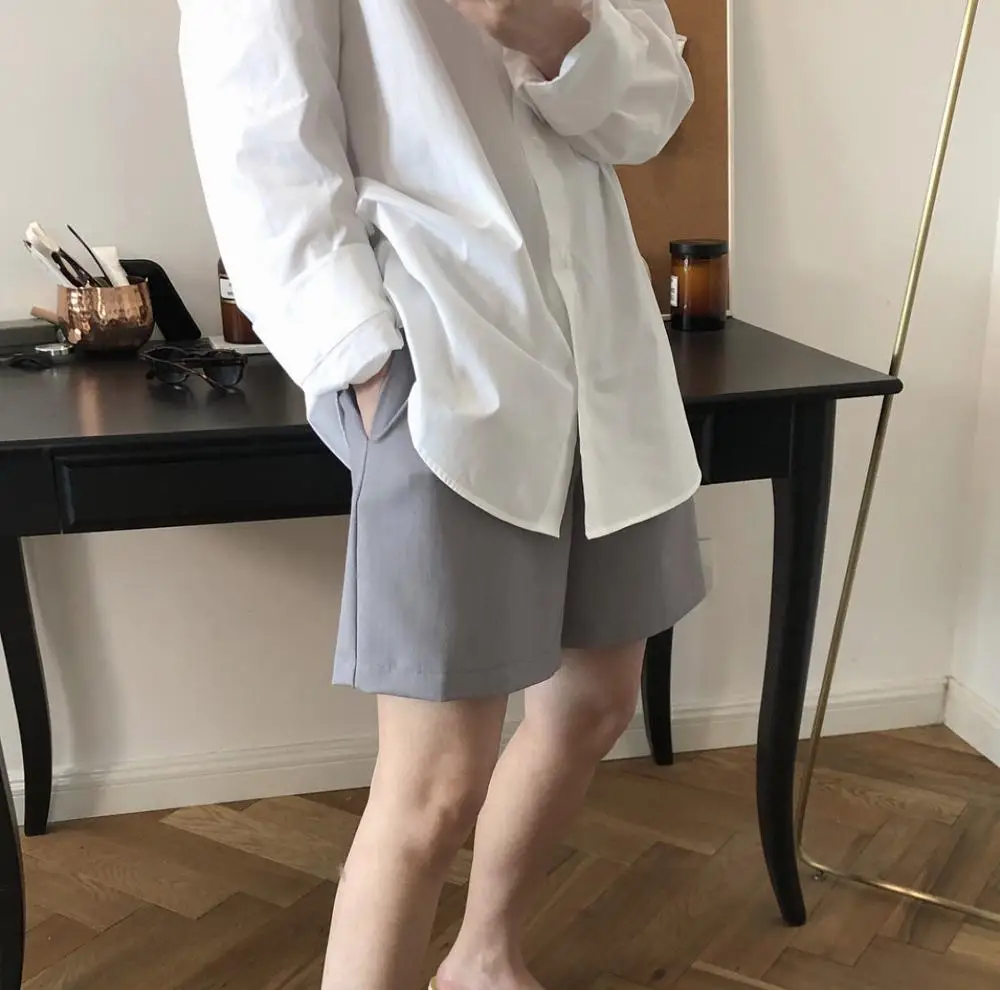 Шорты женские прямые в Корейском стиле винтажные Модные свободные короткие