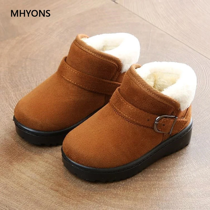 MHYONS/детская одежда для снежной погоды; детская обувь; обувь для девочек; обувь для мальчиков; модная мягкая подошва, детские для девочек плюшевые сапоги Зимняя теплая куртка для детей, кроссовки на плоской подошве