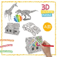 childrens diy graffiti variety of animal dinosaur car house painting 3d three dimensional puzzle toy graffiti a