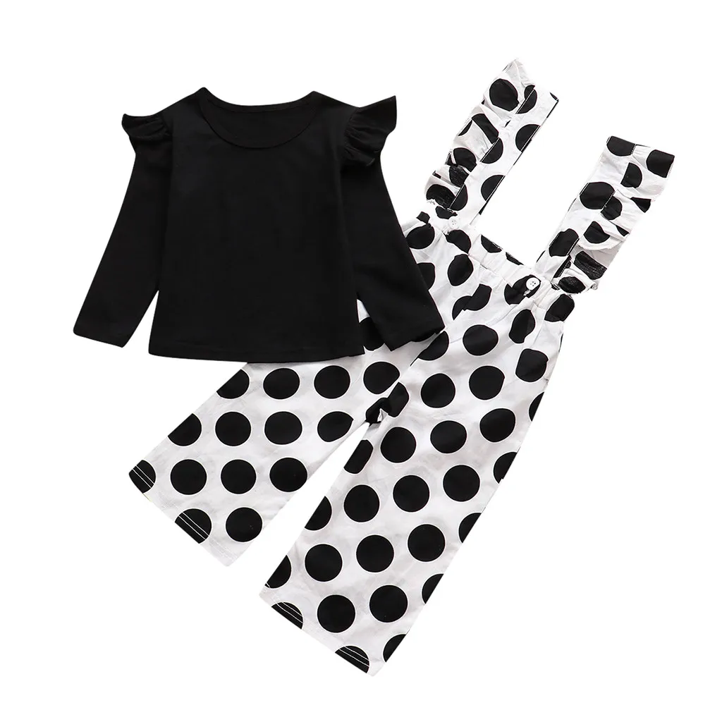 Зимняя одежда для малышей Однотонная футболка с оборками маленьких девочек топ +