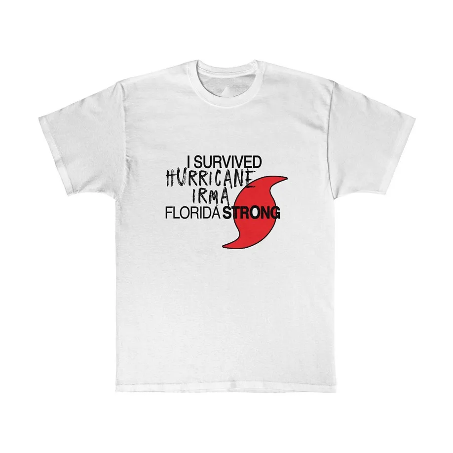 Я пережила ураган Irma Florida Tee черная графическая футболка выручки Красный Крест