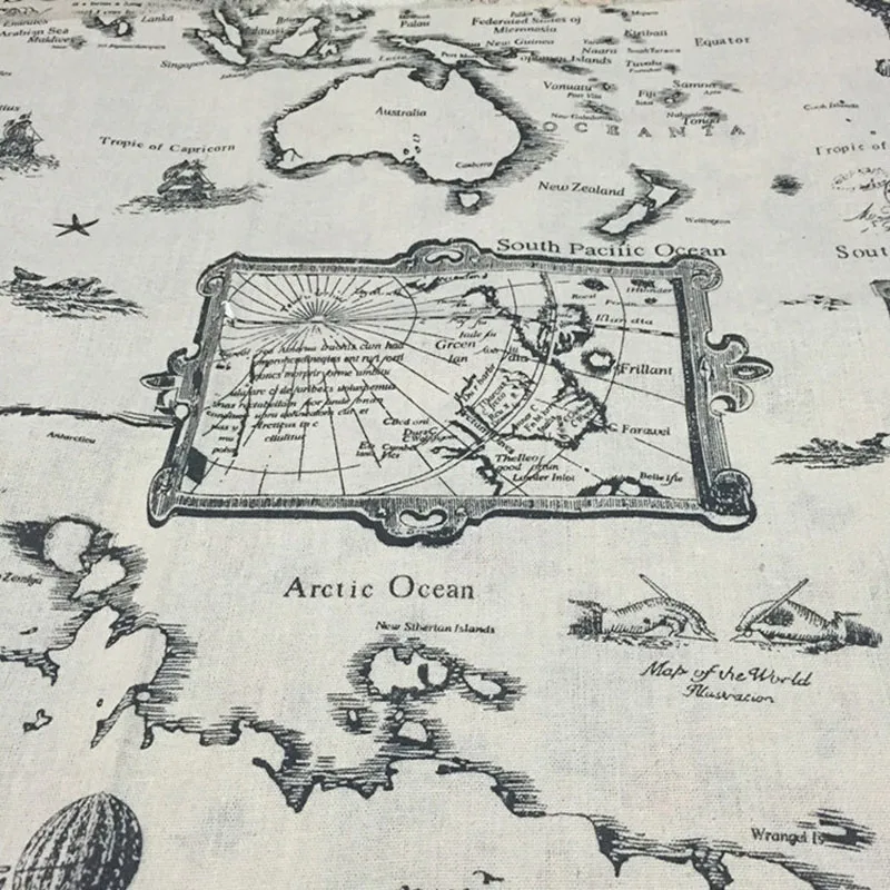 50x150cm World Map Printed Cotton Linen Fabric For Handmade Quilting DIY Sewing Table Cloth Bag Tissue Material |