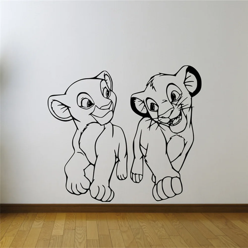 Наклейки на стену для спальни Король Лев два маленьких льва наклейки гостиной |