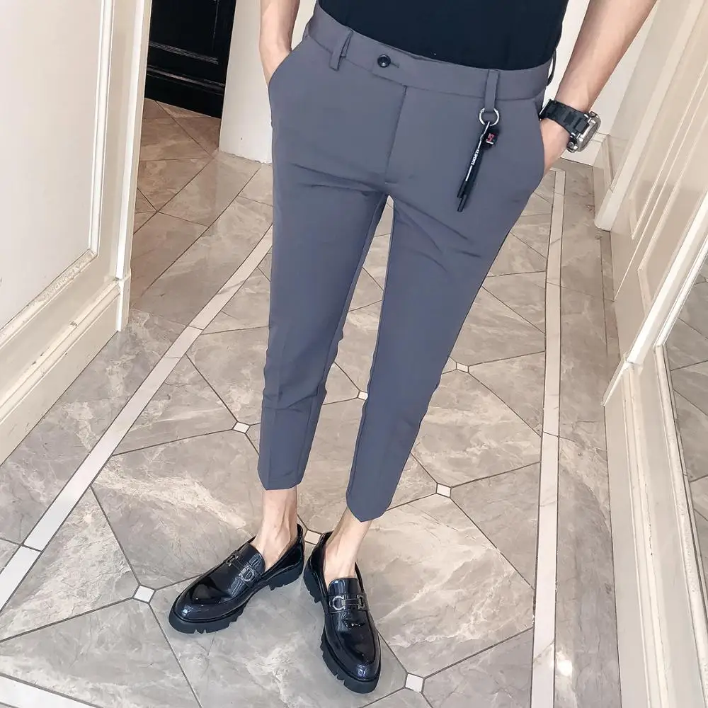 Брюки мужские деловые приталенные до щиколотки 34 28 дюймов|Костюмные брюки| |