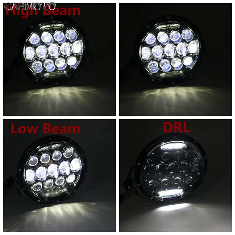 1pcs 7 Inch DOT SAE E9 Motorcycle Headlamp with angle eye Led Headlight 7inch housing bucket trim ring for Touring Electra Glide