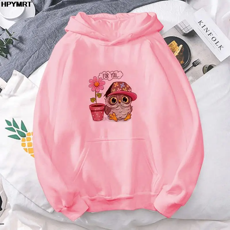 Толстовка унисекс с капюшоном и принтом совы Осень-зима | Женская одежда
