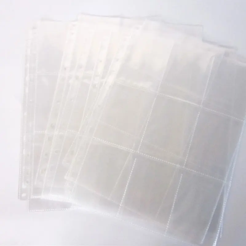 100Pcs Card Organizer Ring Binder Folder 11-Hole Clear Loose Leaf Documents Sheet Storage File Transparent Bag Learning Office | Канцтовары