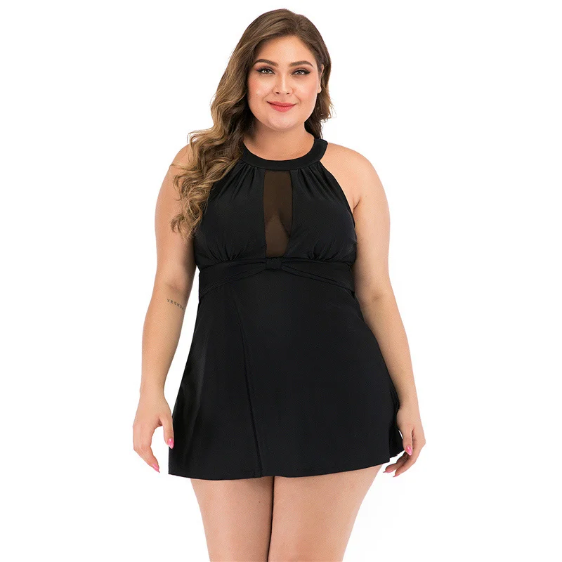 Танкини размера плюс комплект из двух предметов купальный костюм с юбкой 2020