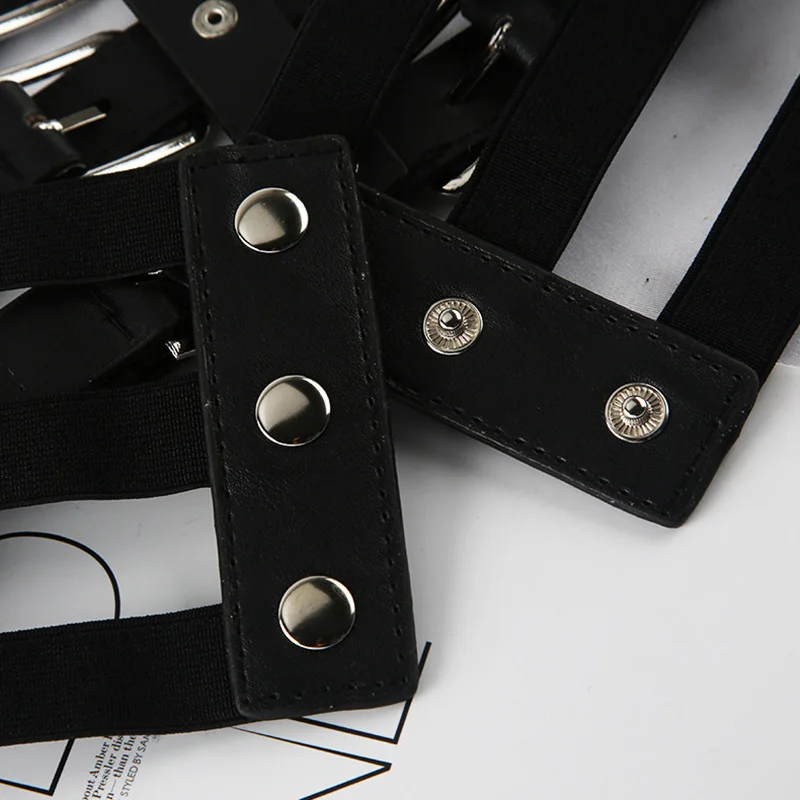 

Punk Pu Leather Elastic Wide Corset Belts For Women Metal Buckle Waist Straps Designer Female Coat Dress Waistband Girdle Black