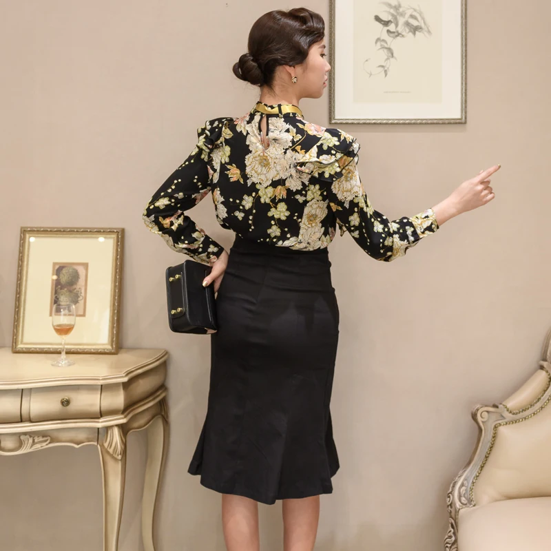 

New Elegant Women Autumn Winter High Waist Mid-length One Step Skirt Casual Office Lady Package Bag Mermaid Skirt