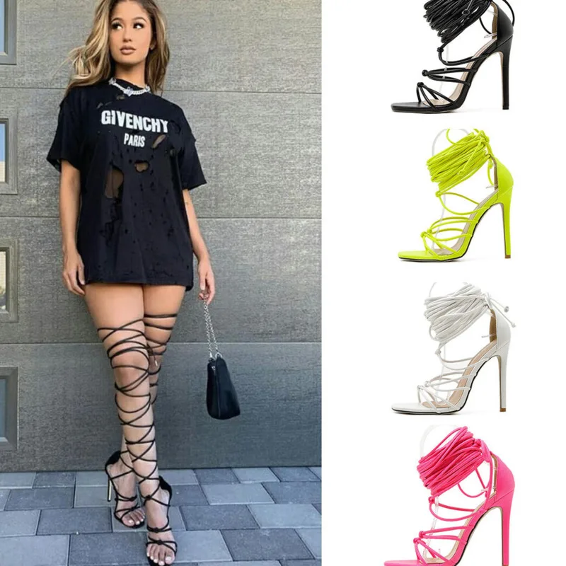 

women sandals European and American foreign trade new style women's shoes cross strap stiletto high-heel Roman Sexy sandals
