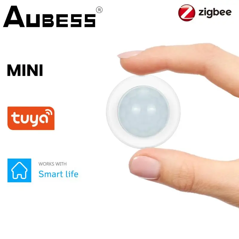 

Zigbee Tuya Mini Smart Human Motion Movement Body PIR Transducer Sensor Smart Life Home Security Wireless Connection Aubess